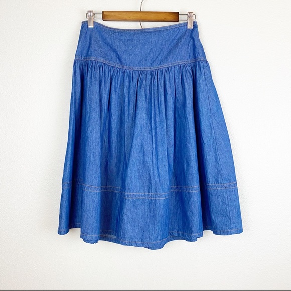 Jealous Tomato Boho Denim Drop Waist Skirt Sz M - Picture 2 of 8